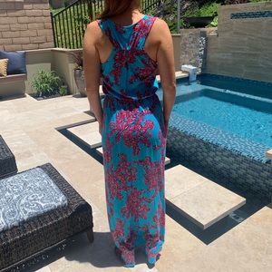 Lilly Pulitzer Racerback Maxi Dress Coral Print